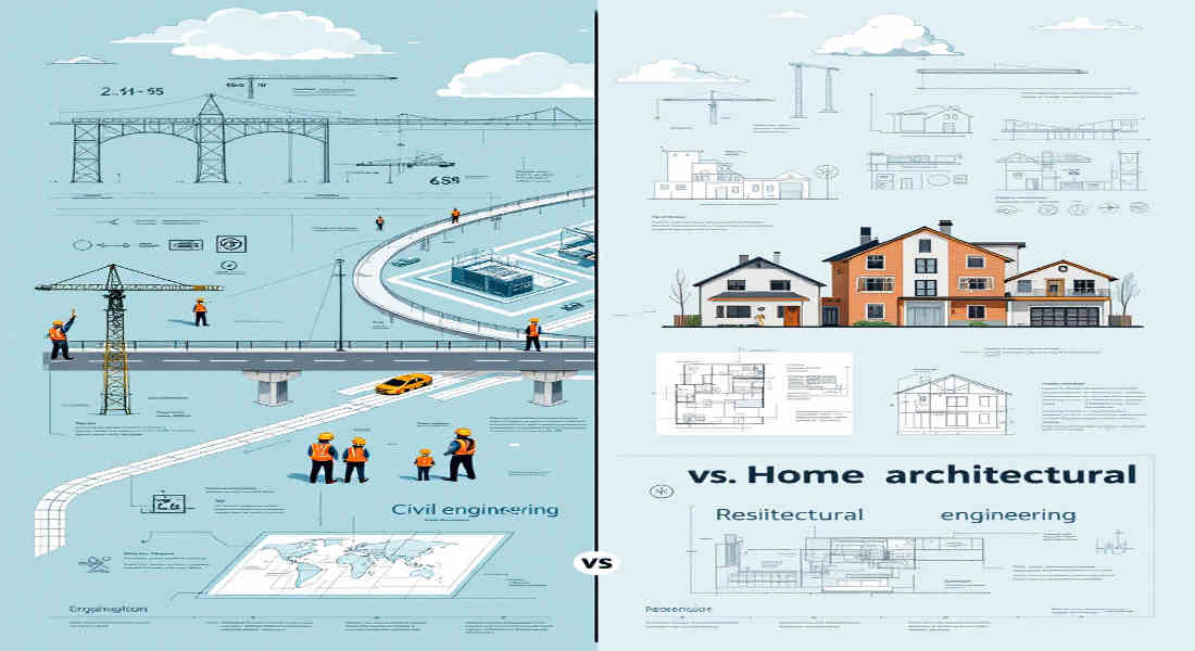 what is the difference between civil and home architectural engineering