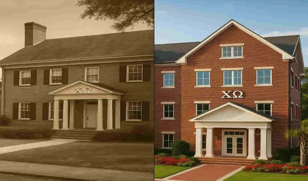 fsu chi omega house then and now
