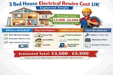 how much does it cost to rewire a 3 bed house uk