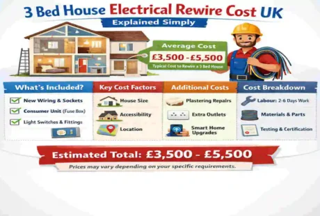 how much does it cost to rewire a 3 bed house uk
