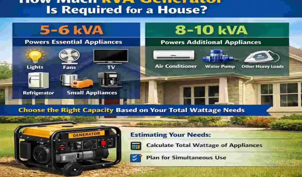 how much kva generator is required for a house