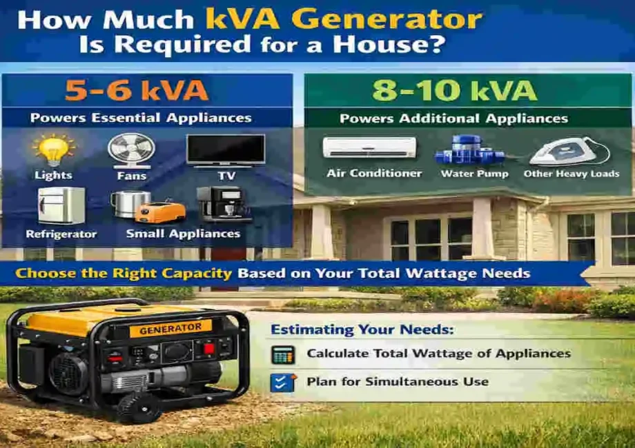 how much kva generator is required for a house