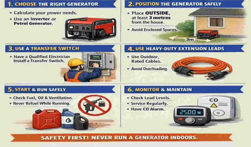 how to use a generator to power your house uk